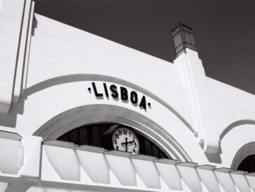 Lisboa station with a clock