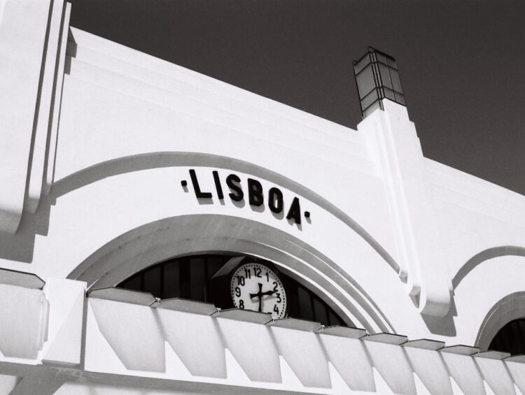 Lisboa station with a clock