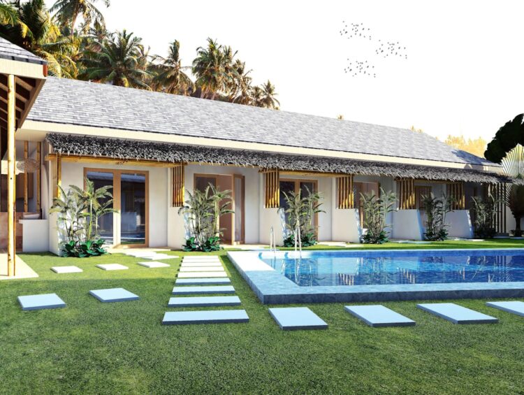 A house with a pool in the yard